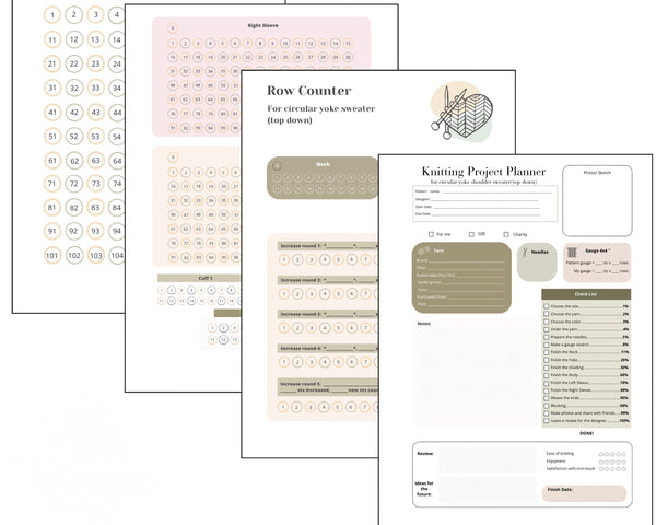 Knitting project planner and row counter 