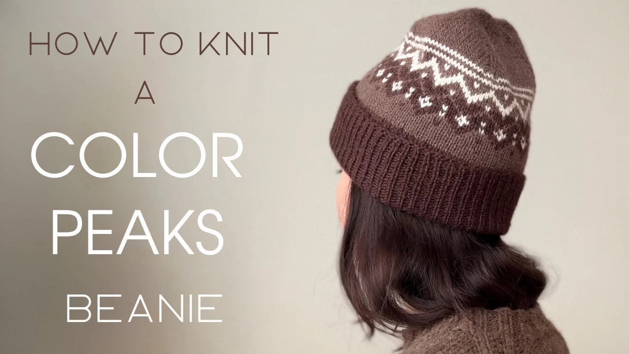 Load video: how to knit a beginner friendly hat beanie in stranded colorwork technique